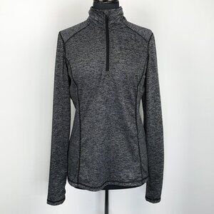 Head Women's Fitted Quarter Zip Pullover L Gray Marled Thumbhole Running Top